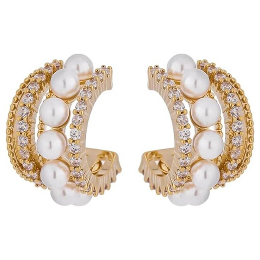 Vintage Fresh Pearl Hoop Earrings Bridal