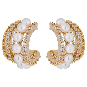 Vintage Fresh Pearl Hoop Earrings Bridal