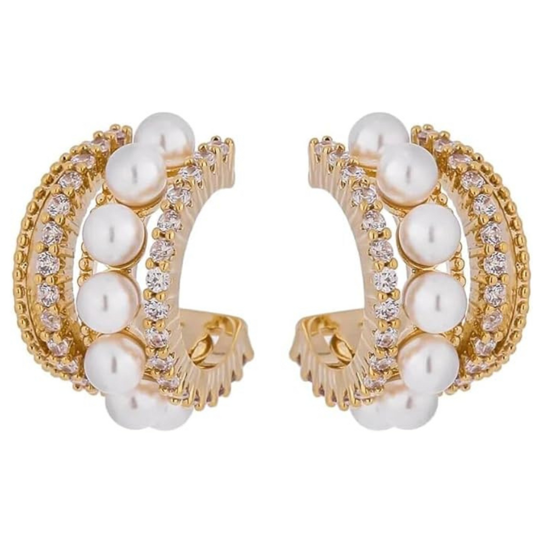 Vintage Fresh Pearl Hoop Earrings Bridal