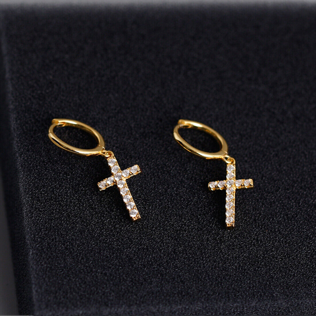 Cross Pendant Hoop Earrings