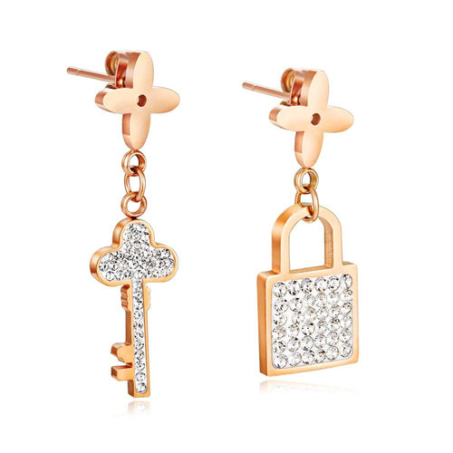 Paris Lovers Lock and Key Earrings - Luna Jwl