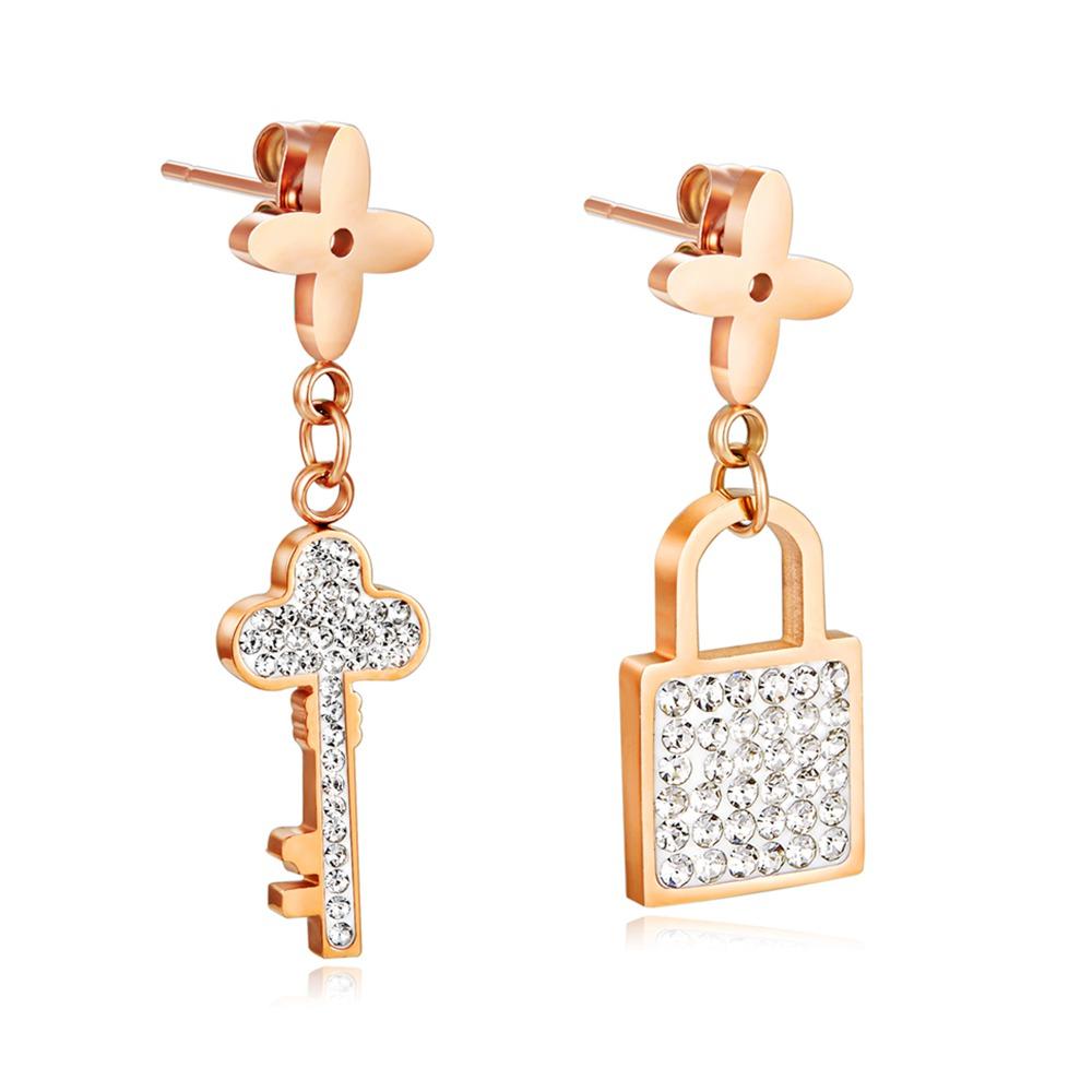 Paris Lovers Lock and Key Earrings - Luna Jwl