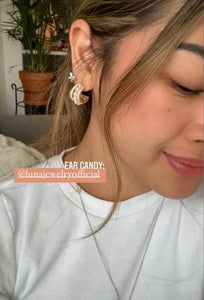VINTAGE FRESH PEARL HOOP EARRINGS | Pearl C Shaped Earring | Pearls Stud Earrings | Cz Earrings | Small C Shape Studs | Luxury Wedding Earrings for Woman Gift - Luna Jewelry