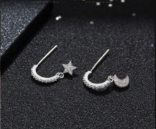 Load image into Gallery viewer, Moon Star Earrings Asymmetrical Mismatch Earrings Dangle Earrings • Celestial Jewelry • Aretes Luna Estrella Gift For Her Women Teenager - Luna Jewelry
