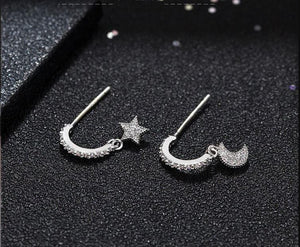 Moon Star Earrings Asymmetrical Mismatch Earrings Dangle Earrings • Celestial Jewelry • Aretes Luna Estrella Gift For Her Women Teenager - Luna Jewelry