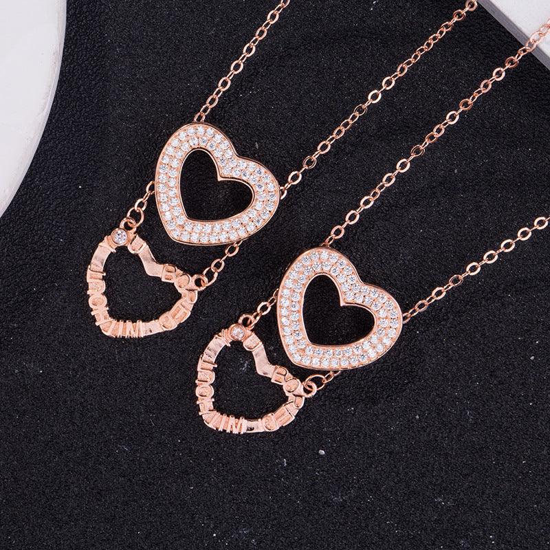 Admiration 18k Rose Gold-Plated Crystal Pendant Necklace • Heart Necklace • Bored Without You necklace • Sterling silver - Luna Jewelry