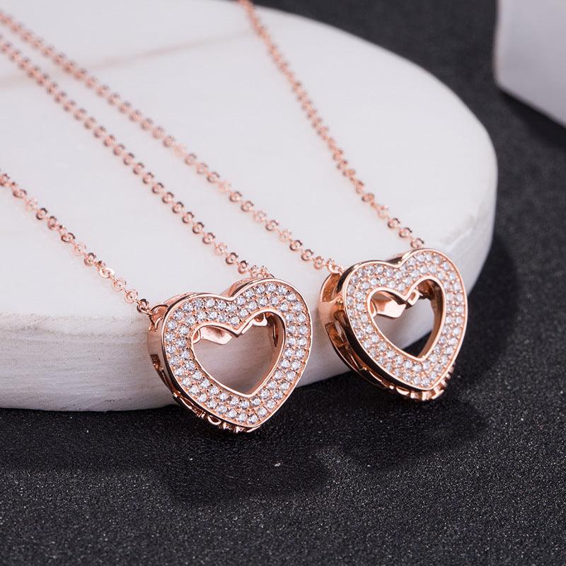 Admiration 18k Rose Gold-Plated Crystal Pendant Necklace • Heart Necklace • Bored Without You necklace • Sterling silver - Luna Jewelry