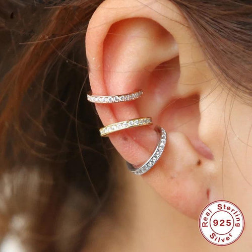 Ear Cuff No Piercing fake earrings • CZ Ear Cuff in Sterling Silver, Gold, Simple Piercing Free Earrings, Minimalist Ear Cuff, Diamond CZ Ear Cuff - Luna Jewelry