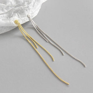 Long Chain Dangle Earrings - Chain Drop Earrings - Minimalist Chain Earrings - Dainty Dangle Earring - Long Tassel Earrings - Sterling silver - Luna Jewelry