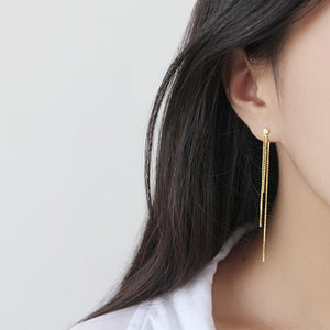 Long Chain Dangle Earrings - Chain Drop Earrings - Minimalist Chain Earrings - Dainty Dangle Earring - Long Tassel Earrings - Sterling silver - Luna Jewelry