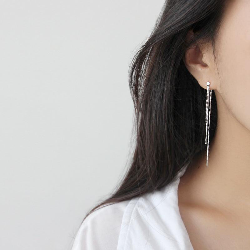 Long Chain Dangle Earrings - Chain Drop Earrings - Minimalist Chain Earrings - Dainty Dangle Earring - Long Tassel Earrings - Sterling silver - Luna Jewelry