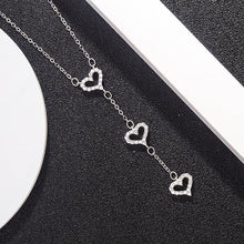 Charger l&#39;image dans la galerie, Triple love hearts necklace, sterling Silver, CZ cubic zirconia, love heart pendant, 3 hearts together, Mother’s Day Gift - Luna Jewelry
