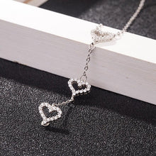 Charger l&#39;image dans la galerie, Triple love hearts necklace, sterling Silver, CZ cubic zirconia, love heart pendant, 3 hearts together, Mother’s Day Gift - Luna Jewelry
