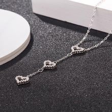 Charger l&#39;image dans la galerie, Triple love hearts necklace, sterling Silver, CZ cubic zirconia, love heart pendant, 3 hearts together, Mother’s Day Gift - Luna Jewelry
