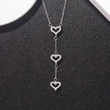 Load image into Gallery viewer, Triple love hearts necklace, sterling Silver, CZ cubic zirconia, love heart pendant, 3 hearts together, Mother’s Day Gift - Luna Jewelry
