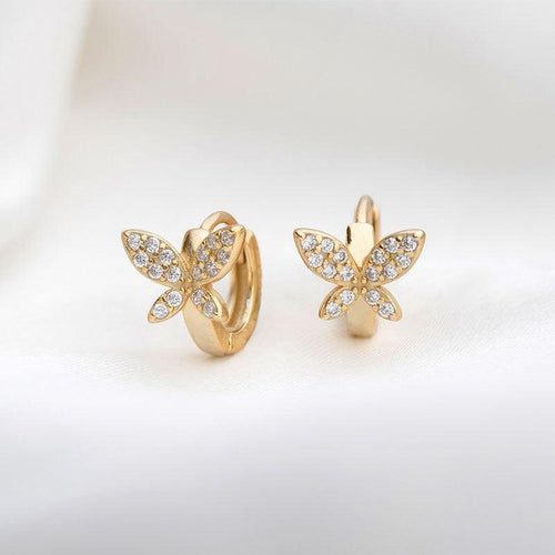 Butterfly CZ Huggie Hoops | 925 Sterling Silver Hoop Earrings for women, kids Aretes Mariposa - Luna Jewelry