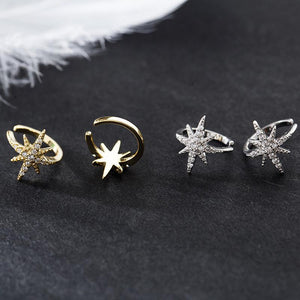 Star Ear Cuff, fake earrings, no piercing • starburst ear cuff • starburst conch cuff • ear cuff non pierced • fake helix piercing • ear cuffs • minimalist Sterling silver - Luna Jewelry