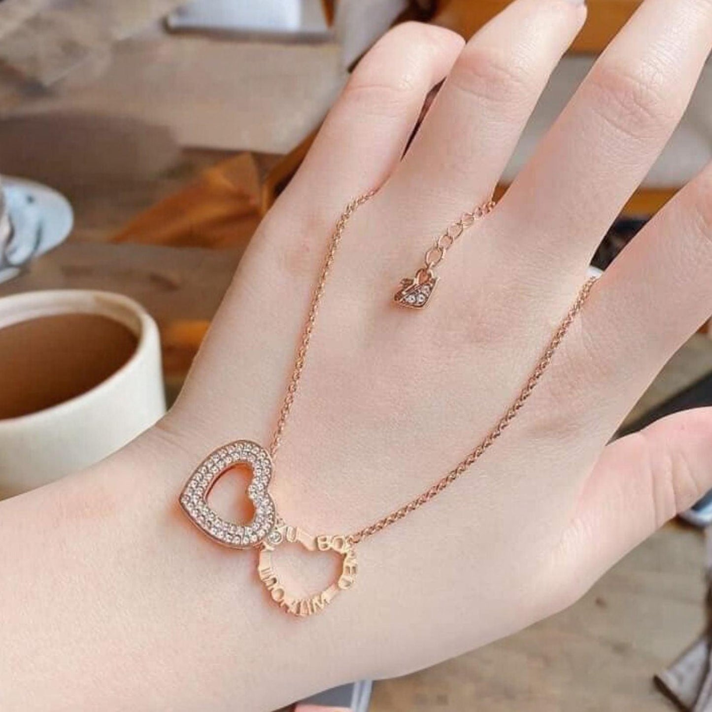 Admiration 18k Rose Gold-Plated Crystal Pendant Necklace • Heart Necklace • Bored Without You necklace • Sterling silver - Luna Jewelry